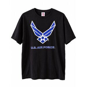 US Air Force Eagle T-Shirt Men's Large Black USAF Graphic Tee Bayside